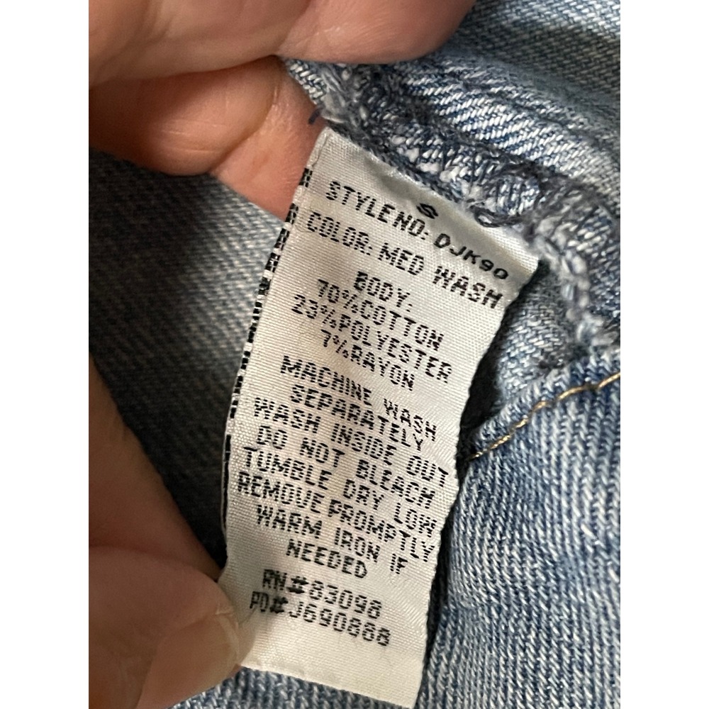 Cisono Distressed Denim Jacket Womens Small Medium Wash Trucker Jean Jacket - Picture 3 of 11